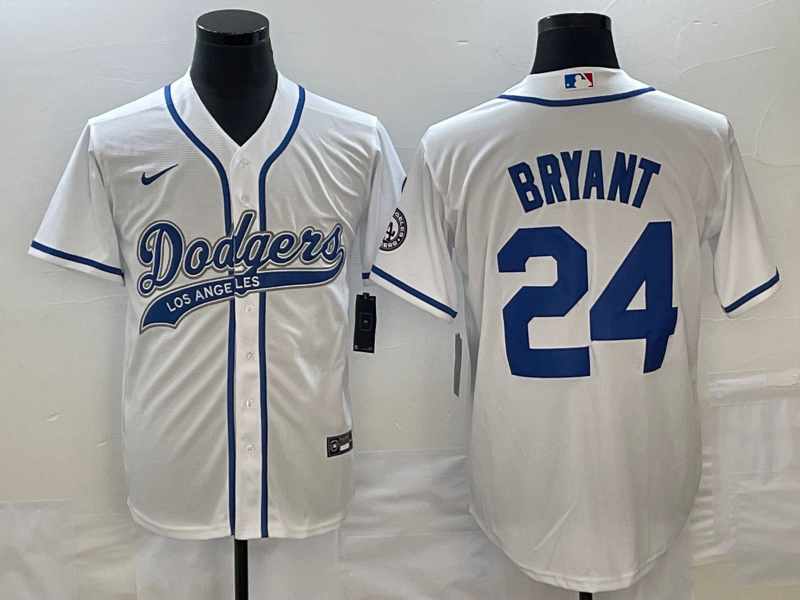 Men's Los Angeles Dodgers Kobe Bryant #24 White Jersey Joint Edition
